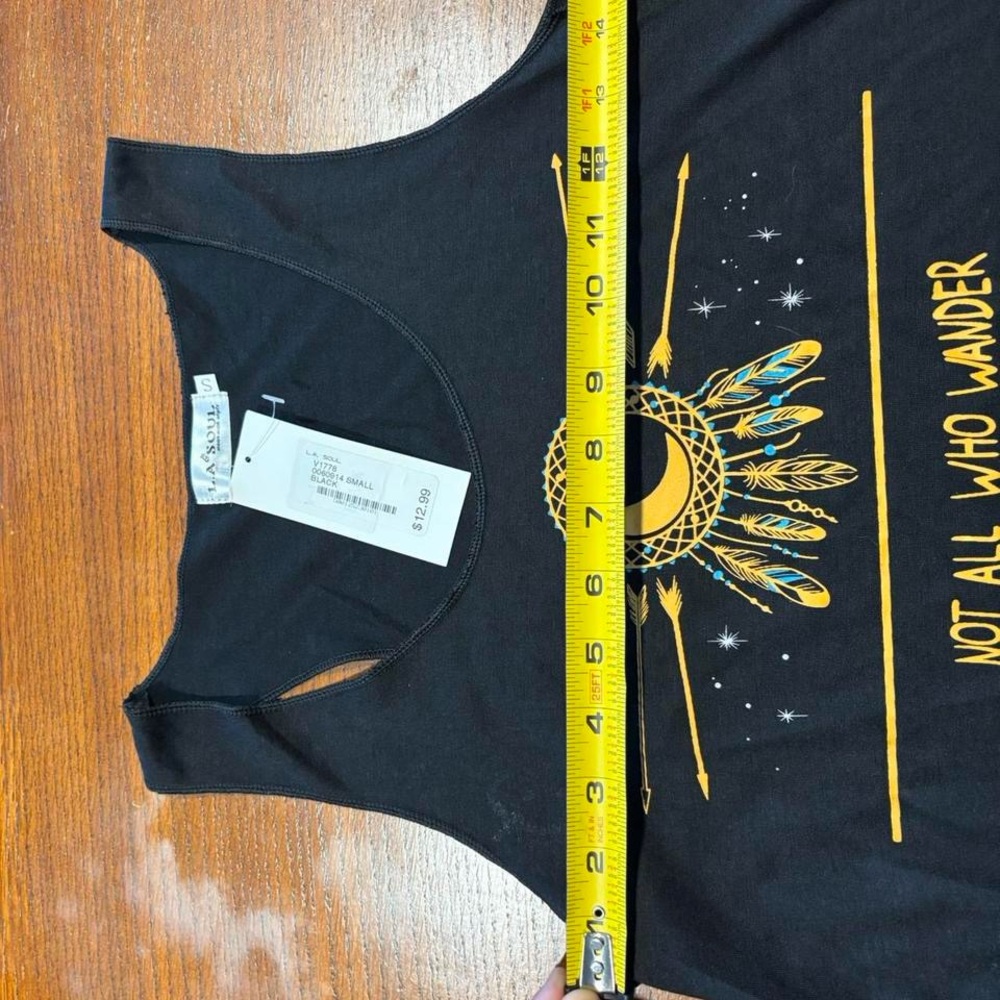 L.A. Soul Black Boho Graphic Tank Top- Size S. NWT - Picture 5 of 5